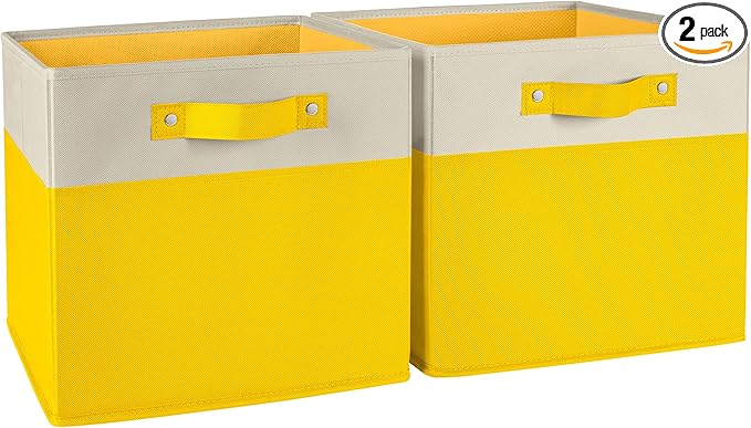 RiverRidge Kids storage bins - 10.5 Cube Storage Organizer with Handles – Yellow Two-Tone closet organizers and storage for Toys, Shoes & More - Fits RiverRidge Cabinets