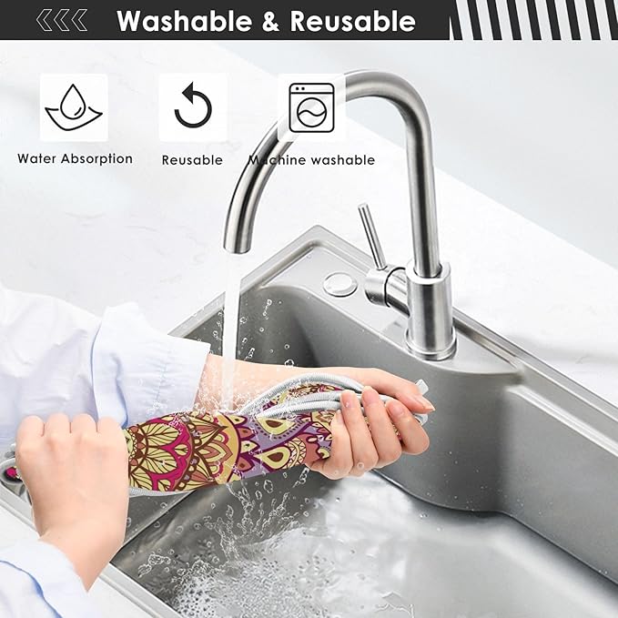 Sink Faucet Absorbing Mat Kitchen Sink Splash Guard Splash Faucet Drip Catcher for Bar RV Bathroom 2PCS 30x5.5in Mandala Pattern Purple and Orange
