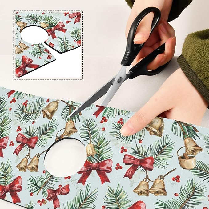 Bows Holly Bell Beige Gingerbread Snowflakes Kitchen Sink Splash Guard Sink Faucet Mat Faucet Handle Drip Catcher Drain Mats for Kitchen Bathroom Countertop Absorbent Dish Drying Pad 2Pack 14