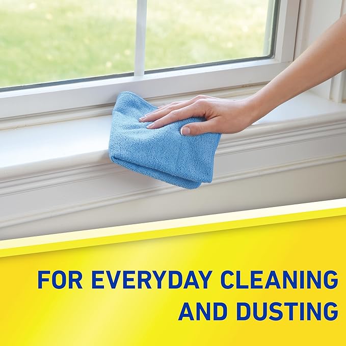 Quickie Microfiber Cleaning Cloth 14 x 14 Inches Blue Pack of 24 Washable and Reusable Ideal for Multi-Surface Indoor/Outdoor Dusting and Polishing
