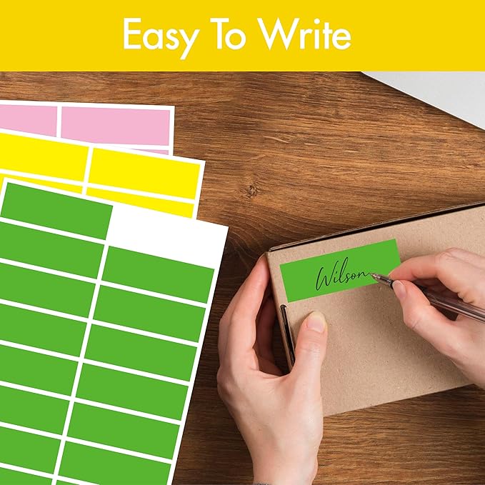 512 Color Coding Labels, 16 Colors Blank Stickers Mini Rectangular Labels 3 x 1”, Colored Assorted Sticker for Marking Projects, Boxes, Jars, Storage Containers, Files