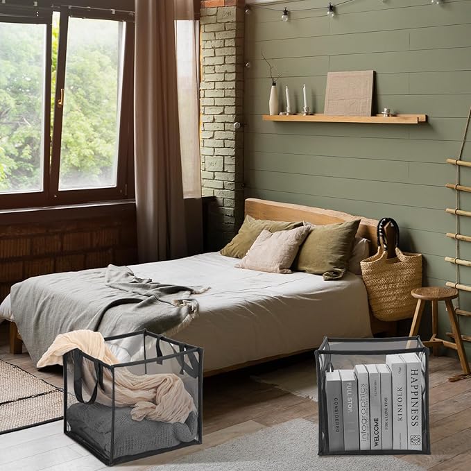 6 Pack Popup Laundry Hamper Collapsible Laundry Baskets with Handles Mesh Clothes Baskets Portable Single Layer Foldable Clothes Hamper Square Bin for Washing, Toy Storage