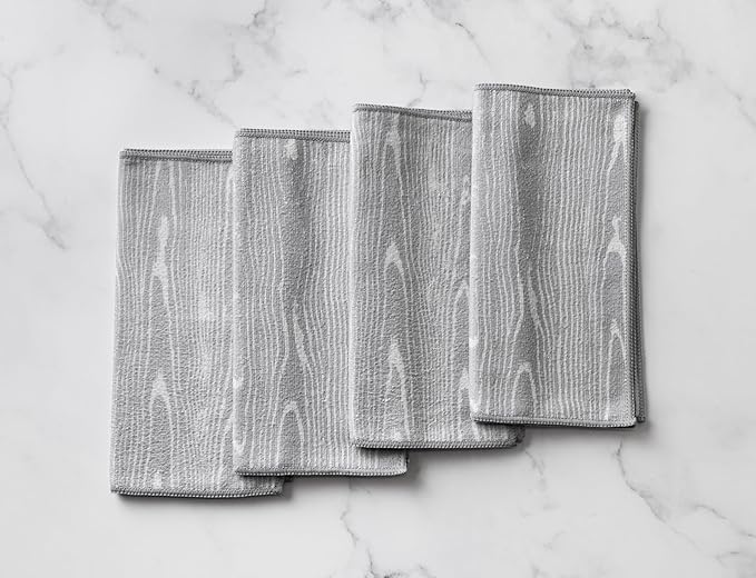 Martha Stewart Microfiber Cleaning Cloths, Ultra-Absorbent, Lint-Free Cleaning Towels for Home & Kitchen, Faux Bois Design, 11 Inches, 24 Count
