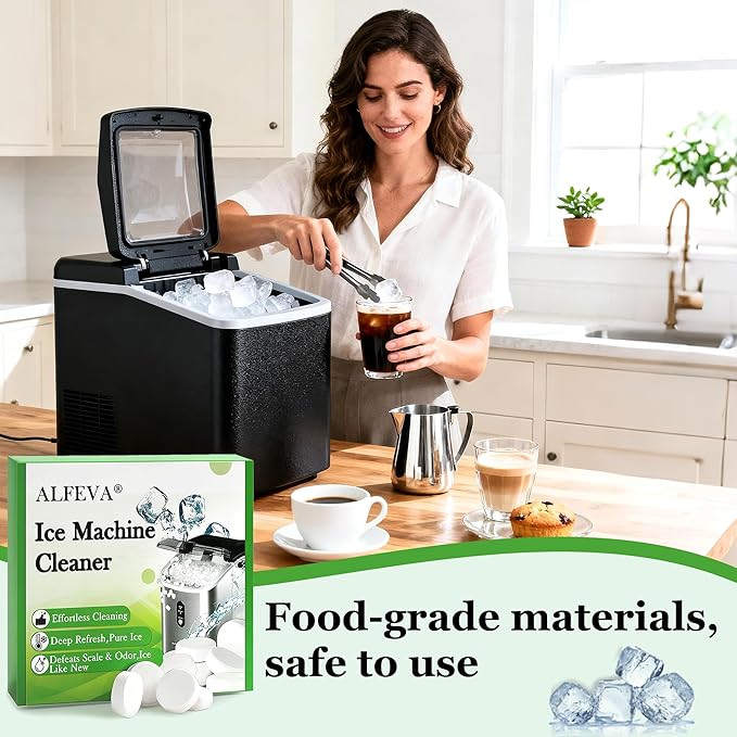 Ice Machine Cleaner and Descaler with 2 cleaning brushes,Ideal for Frigidaire, Opal, GE Profile, Kitchenaid units.Ice Maker Cleaner Removes Lime Scale,Calcium.Nickel Safe Scale Remover (43 Tablets)