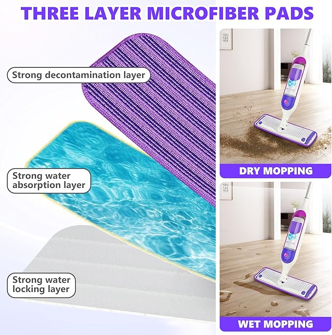 Reusable Mop Pads for Swiffer PowerMop - Microfiber Mop Pads Refills Mop Heads Replacement for Swiffer Mop Spray Mop Floor Mop, Washable Reusable Floor Mopping Refills, 18 Pack