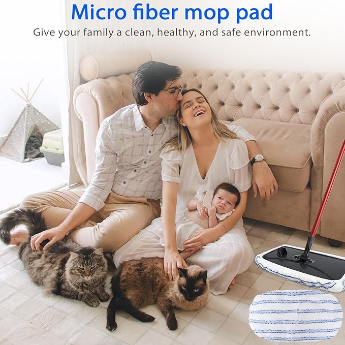 4 Pack Mop Heads Replacements Compatible with Cedar Hard Wood Flooring 'N More Ultra-fine Fiber mop - Microfiber Mop Refills for Cedar Mop Wet and Dry Use 15x8 Inch Pads