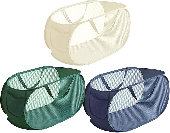 NarangOrnt 3 Pcs popup laundry hamper Sturdy Large Capacity collapsible laundry basket,Laundry Room,Toy storage,Versatile Use-Home,Camping,Dorm,Hotel,Travel