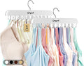 Bra Hanger for Closet, 1 Pack Tank Top Hanger w/20 Hooks Capacity Foldable Wood Space Saving Hangers, 360°Rotating Closet Organizers and Storage for Dorm & Apartment for Bra Scarf Ties(White)