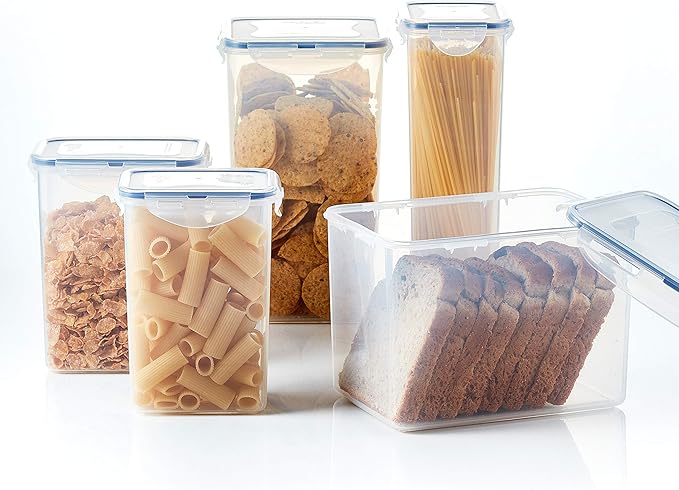 LocknLock Easy Essentials Pantry Airtight Rectangular Tall Food Storage Container, Pasta Box 68-oz/ 8.5-cup (Pack of 2)