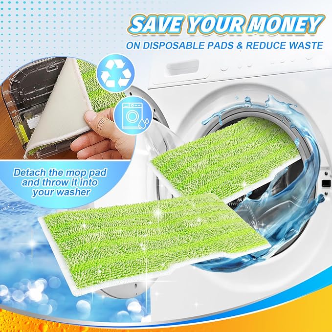 Reusable Vac Mop Replacement Pads Refills Compatible with Shark Vac Mop VM252 VM200 VC205 VM250 Wet and Dry Mop Pads Vacuum Mopping Pad Refill for Hardwood Floor Cleaning, 6 Pack