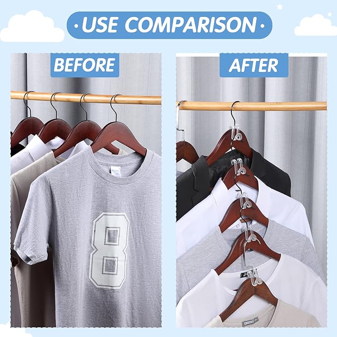 Unittype 150 Pcs Space Saving Hanger Hooks, Clothes Hanger Connector Hooks, Heavy Duty Space Saver Extender Clips for Closet Organizers (Clear)