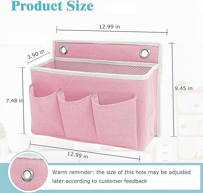 Someteth Wall Hanging Organizer Bag/Hanging Baskets with Large Mesh Compartment & 3 Pockets，Over the Door Hanging Organizer Space Saving Storage for Bedroom,RV Camper, Closet (Pink -1 Pack)