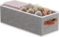 Fabric Storage Bin, Foldable Long Clothes Basket, 15 x 6 x 5 Inch Storage Box Container with Double Handles, Gray, 1-Pack