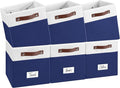 6-Pack Storage Cubes with Handles & Label Holders Basket, Closet Cube Home Organizer Bins(White/Blue, 10.5 * 10.5 * 11 inch)
