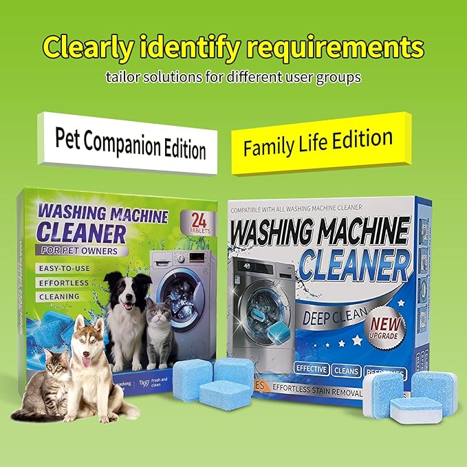 Washing Machine Cleaner Tablets - Deep Cleans & Descaler for Front Load and Top Load Washers, HE Compatible, 24 Pack Formulated for Pet Owners