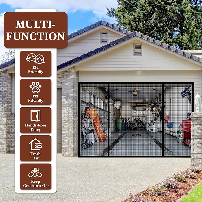 Yotache Magnetic Screen Door Fits 96" x 80" Height Doors, Actual Screen Size 98" W x 81" L, Double-Sided Opening Screen Reinforced Mesh with Strong Magnets for Garage & Sliding Door