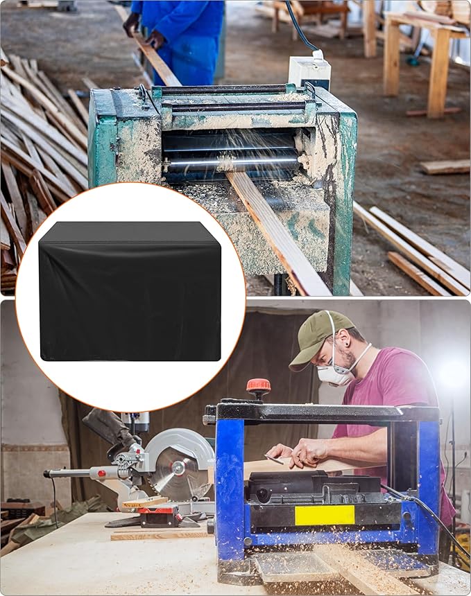 QWORK Universal Planer Dust Cover, Table Saw & Miter Saw Protection, 28.3" x 24.4" x 19.6", Black, Fits Most Planers & Bench Drill Press