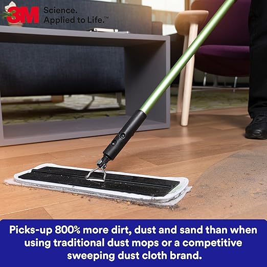 3M Easy Trap Sweep and Dust Sheets,1 Roll of 60 8" x 6" Sheets,Disposable Easy Sweep Floor Duster,Picks Up 8X More Dirt,Dust,Sand,Hair,Works on Dry or Wet Surfaces,Hardwood Floors,59152W,(Pack of 8)