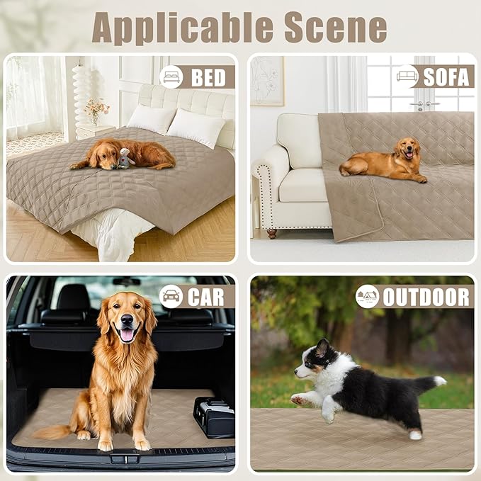Smiry Waterproof Dog Bed Cover Blanket 30x53, Soft Reversible Pet Blanket, Washable Leakproof Cats Dogs Couch Cover for Sofa, Couch, Furniture, Lattice, Taupe/Taupe