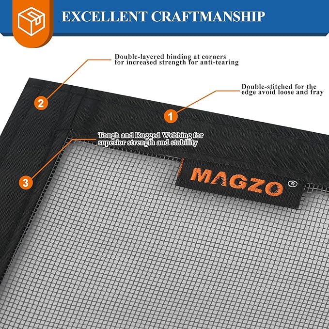 Magnetic Screen Door, Fits 36'' x 82'' Door, Scratch-Proof Polyester, Classic Middle-Opening, Keep Annoying Creatures Out, Pet Friendly Mesh, Hands-Free Entry with Strong Magnets Auto-Closure, Grey
