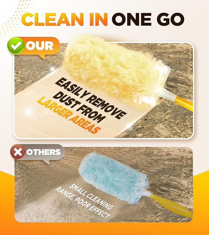 60 Count Heavy Duty Duster Refills for Swiffer, Multisurface 360° Larger Size Dusters with 4X Microfibers, Unscented Disposable Dusters for Cleaning Home, Blinds, Fans, Corners (Only Duster)