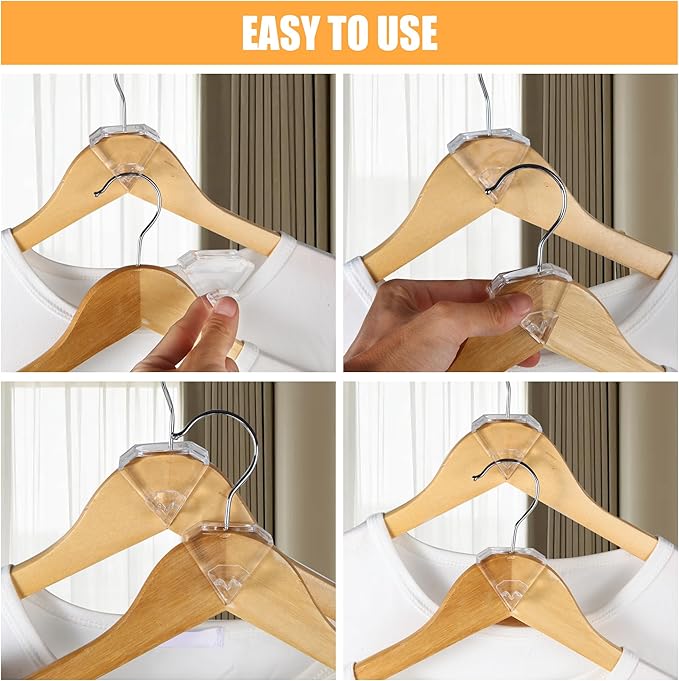 SLMT Space Saving Hanger Hooks 30 Pack, Clear Clothes Hanger Connector Hooks, Dorm Room Essentials, Closet Organizers and Storage (Clear)