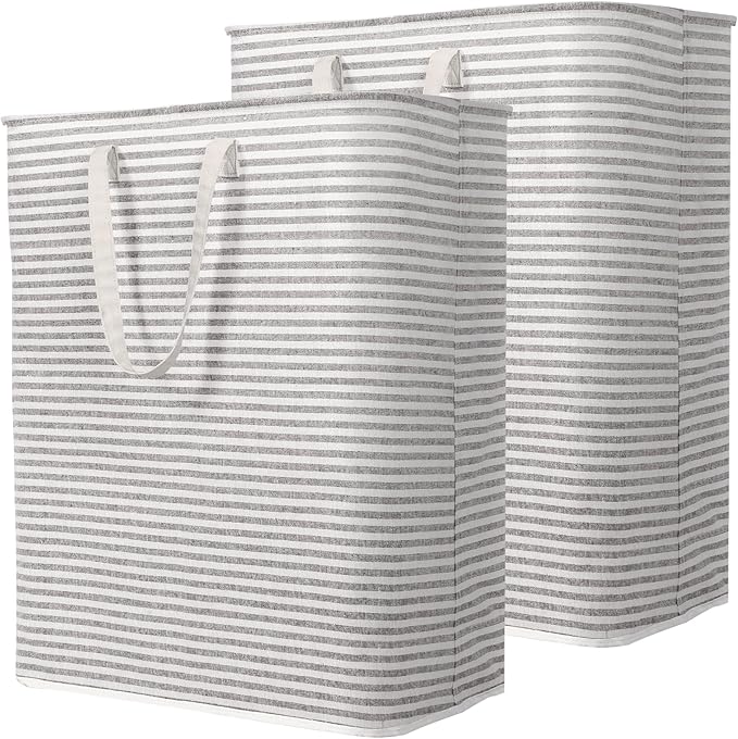 Lifewit 2 Pack Laundry Hamper Large Collapsible Laundry Baskets, Freestanding Waterproof Clothes Hamper with Easy Carry Handles in Laundry Room Bedroom Bathroom College Dorm, Grey, 2 x 125L