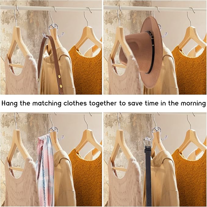30 Pack Clothes Hanger Connector Hooks Metal Hanger Extender Hooks, Stainless Steel Hooks for Closet Wardrobe Space Saver