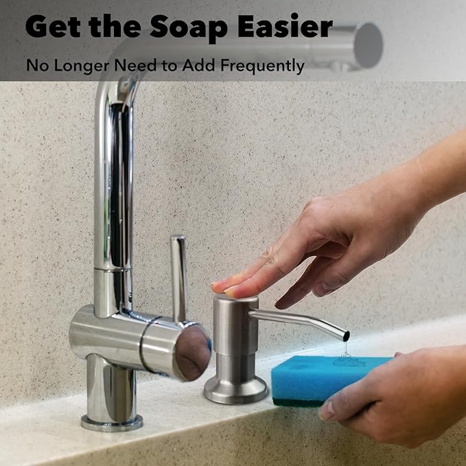 Soap Dispenser for Kitchen Sink Set,Sink Soap Dispenser Pump with 47" Soap Dispenser Extension Tube Kit,Stainless Steel Countertop Soap Dispenser for Kitchen Bathroom (Brushed Nickel)