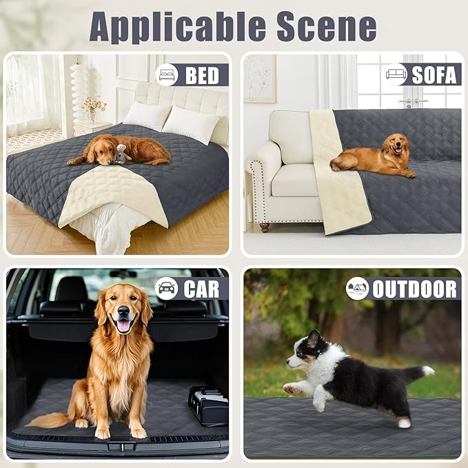 Smiry Waterproof Dog Bed Cover Blanket 30x53, Soft Reversible Pet Blanket, Washable Leakproof Cats Dogs Couch Cover for Sofa, Couch, Furniture, Lattice, Dark Grey/Beige