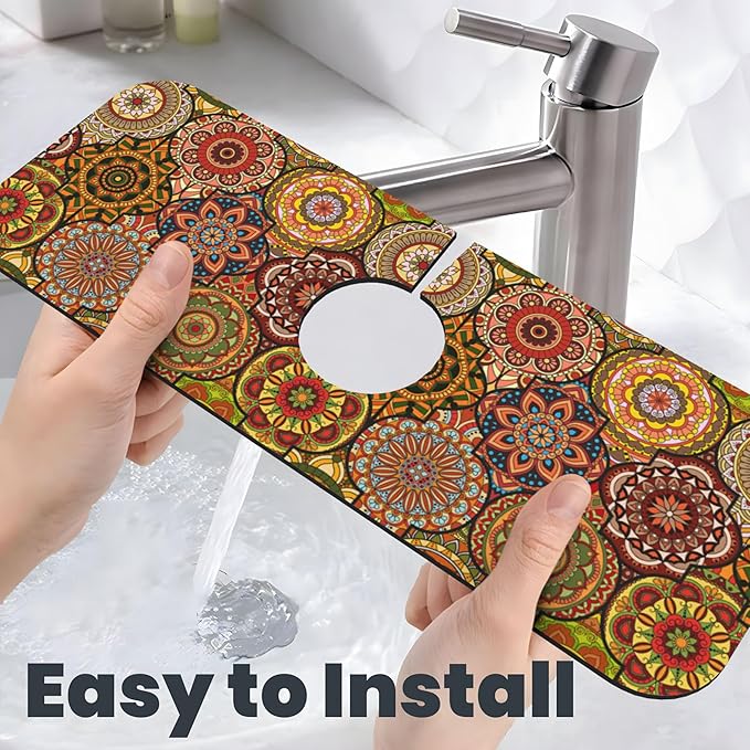 3Pcs Vintage Floral Dish Drying Mat & Kitchen Sink Splash Guard Faucet Mat For Kitchen Counter Absorbent Microfiber Dishes Pad Dish Drainer Rack Mats Fast Dry Kitchen Accessories