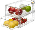 6 Pack Stackable Storage Drawers,Plastic Organizers Bins, Drawers Storage with Handles and Movable Dividers for Organization and Storage in Fridge,Bathroom, Pantry, Kitchen Cabinets, Under Sink