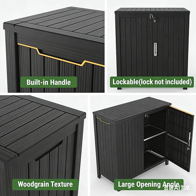 Outdoor Storage Box, Waterproof Deck Box, Outdoor Patio Storage Bin, Weatherproof (Black, 150 Gallon)