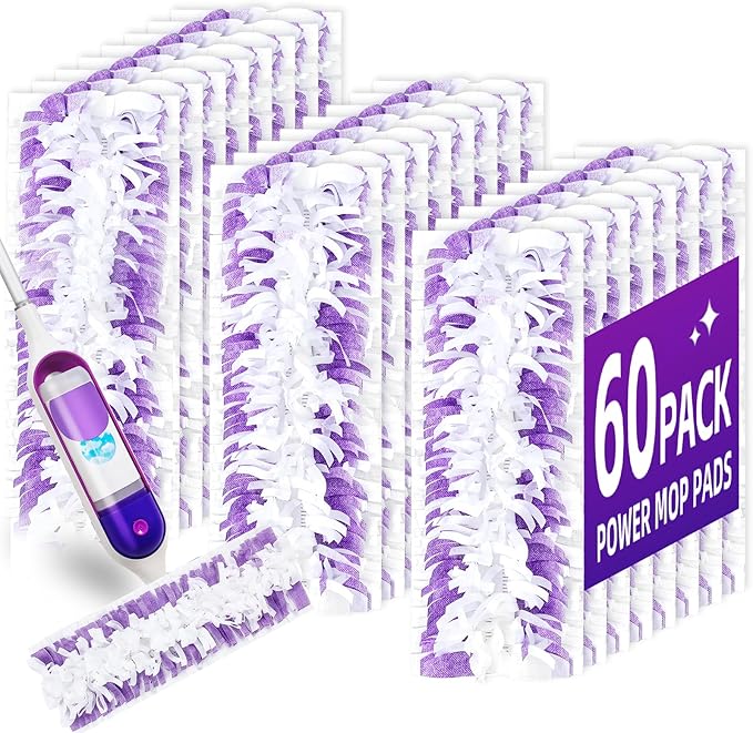 60 Pack Disposable Power Mop Pads for Swiffer Power Mop Pads,Compatible with Swiffer Power Mop Refills,Thickened Multi-Surface Replacement for Swiffer Wet Pads Refill on All Finished Floors