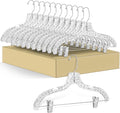 Quality Clear Plastic Skirt Hangers - 12 Pack Crystal Cut for Skirt, Pant, Dress, Suit, Coat Hangers Heavy Duty & Nonslip Design Asujtable Clips, Swival Hook, 17" inch (12, Crystal Skirt)