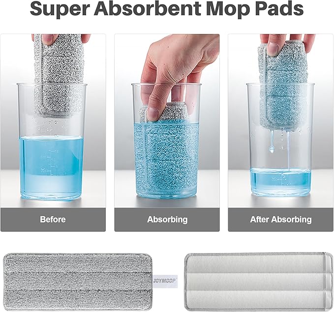 JOYMOOP Mop Replacement Pads, Reusable Microfiber Mop Pads for 13-inch Flat Mop and Mop Bucket Set, Pack of 2 Refills - Grey and Pink