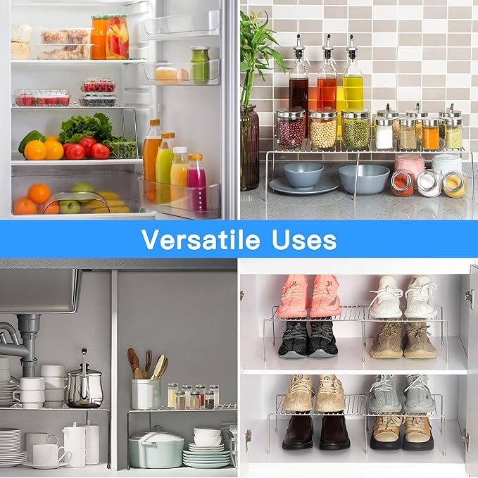 Tomorotec Space-Saving Stainless Steel Storage Rack, 12.8-22.8 in, Silver, Easy to Install, Versatile Design