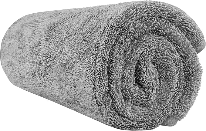 HOMEXCEL Professional Car Drying Towel (36"x 24") with Twisted-Loop Technology, 1200GSM for a Streak-Free Finish – Microfiber Towels for Cars, Trucks, SUVs, RVs and Motorcycles, Grey