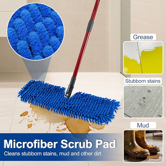 Mop Heads Replacements for Ocedar 3-Action Microfiber Flip Mop, 3 Pack Double Sided Mop Replace Head Mop Refills with Microfiber & Chenille for Dry Wet Use, Reusable, Machine Washable
