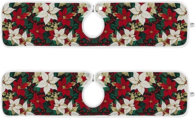 2 Pack Faucet Splash Catcher White Red Poinsettia Red Polka Dots Sink Mat for Faucet Absorbent Kitchen Splash Guard Drip Catcher for Farmhouse Barthroom Bar, L