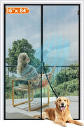 MAGZO Magnetic Screen Door Fit Door Size 36 x 84 Inch, Screen Size 38" x 85" Strong Magnets Mesh, Reinforced Fiberglass Net for Patio and Front Entrances, Gray