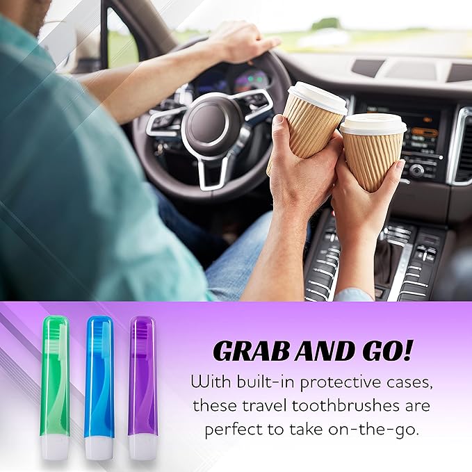 Lingito Travel Toothbrushes - Soft, Mini Toothbrush with Cover, Camping & Travel Size, Adult Kit (6 Pack)