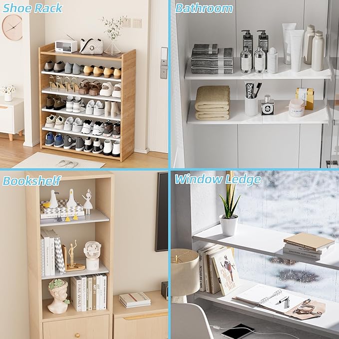 Expandable Closet Organizer Shelves, 3 Pack Adjustable Metal Storage Shelves Dividers for Wardrobe Cupboard Kitchen (White,7.9" D x 17"-31" W,3PCS)