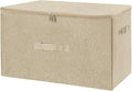 ANMINY Storage Bins with Zipper Lids 51.9 Qt Lidded Fabric Storage Boxes Baskets Cubes with Handles Collapsible Washable Cotton Linen Closet Shelf Clothes Organizer - Beige, Extra Large