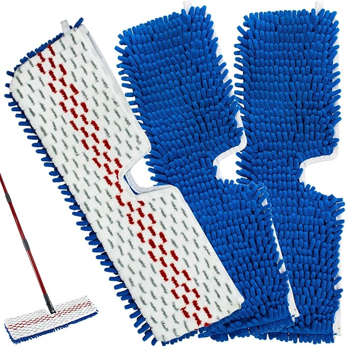 Mop Heads Replacements for Ocedar 3-Action Microfiber Flip Mop, 3 Pack Double Sided Mop Replace Head Mop Refills with Microfiber & Chenille for Dry Wet Use, Reusable, Machine Washable