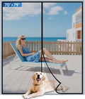 Upgraded PET Mesh Magnetic Screen Door Stronger Than Fiberglass and Polyester,Hands Free,Keep Bugs Out,Pet & Kid Friendly,Suitable for Sliding Doors,Patio and French Doors-70" X 79"