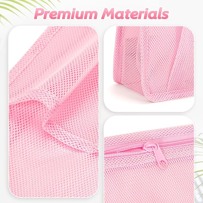 famichan Mesh Shower Caddy Portable, Gym Travel Camp Dorm Room Essentials for Women and College Girl, Pink Bathroom Shower Bag
