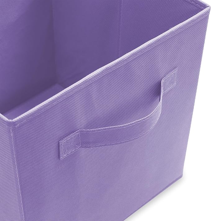 Casafield Set of 6 Collapsible Fabric Cube Storage Bins, Lavender - 11" Foldable Cloth Baskets for Shelves, Cubby Organizers & More