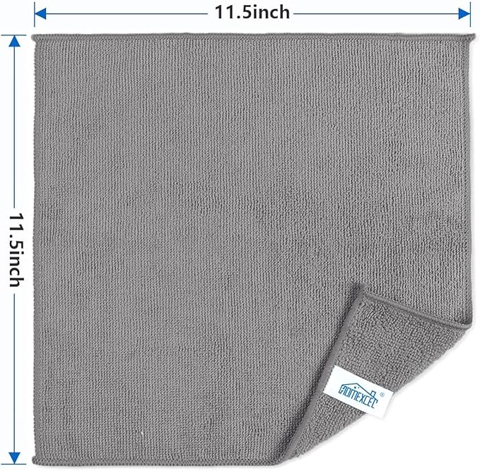 HOMEXCEL Grey Microfiber Cleaning Cloth, 5 Pack Cleaning Towels for Kitchen, Lint Free, Scratch-Free, Highly Absorbent, and Reusable Cleaning Rags for House, Window and Glass, Cars, 11.5 X11.5 inch