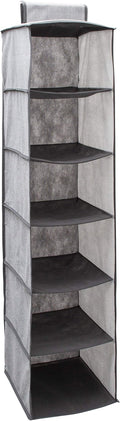 Simplify 6 Shelf Hanging Closet Organizer, Space Saver, Sweater & Clothing Shelves, Breathable Material Keeps Away Dust & Odors, Grey (26606-GREY)